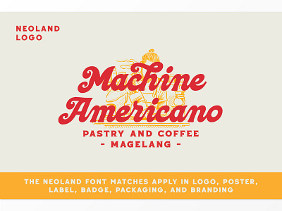 Machine Americano badge branding illustration label logo logotype packaging typography