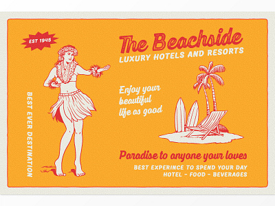 Beachside Hotel & Resorts badge beach branding classic hawaii illustration label lettering logo logotype old style packaging poster retro typography vintage