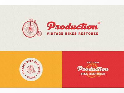 Production Bikes Logo badge branding illustration label logo logotype packaging retro transportation typography vintage