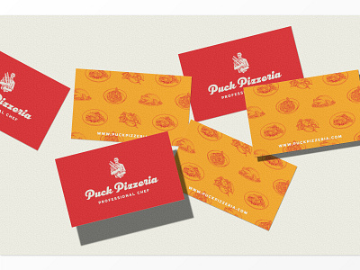 Puck Pizzeria Card badge branding coffee illustration label logo logotype packaging restaurant retro typography vintage