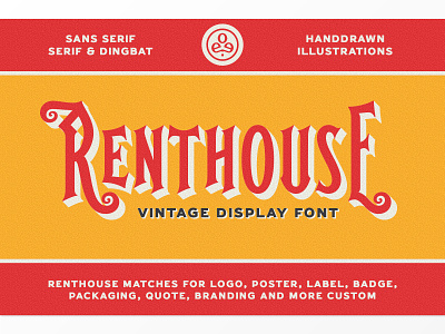 Renthouse Vintage Display Font badge branding font label logo logotype packaging retro vintage
