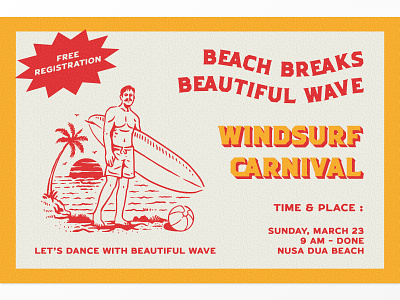 Windsurf Carnival Poster badge branding illustration label logo logotype packaging retro typography vintage