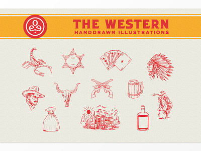 The Western Illustrations badge branding illustration label logo logotype packaging typography vintage western