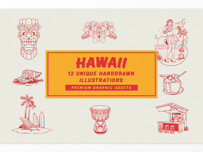 Hawaii Illustrations badge beach branding hawaii illustration label logo logotype packaging summer typography