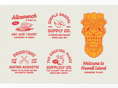 Hawaii Logotypes badge beach branding hawaii illustration label logo logotype packaging summer