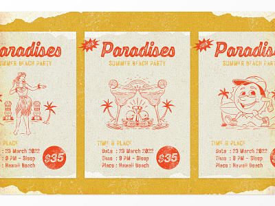 Vintage Paradises Poster badge branding crafted font label letterpress logo logotype packaging poster retro summer typography vintage