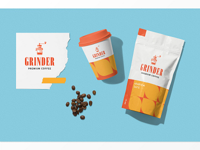 Grinder Coffee Packaging badge branding design label logo logotype packaging typography