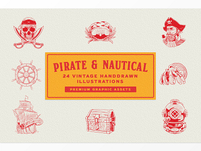 Pirate & Nautical Illustrations badge branding design illustration label logo logotype packaging typography
