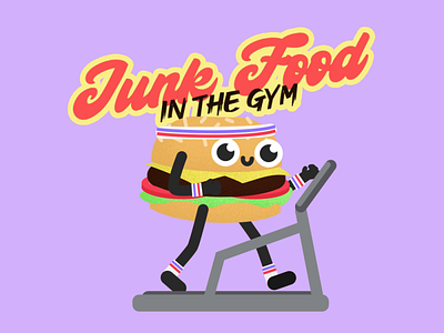 JUNK FOOD IN THE GYM - Burger animation burger character cute face food gym illustration kawaii motiongraphics personaje sabrizeta