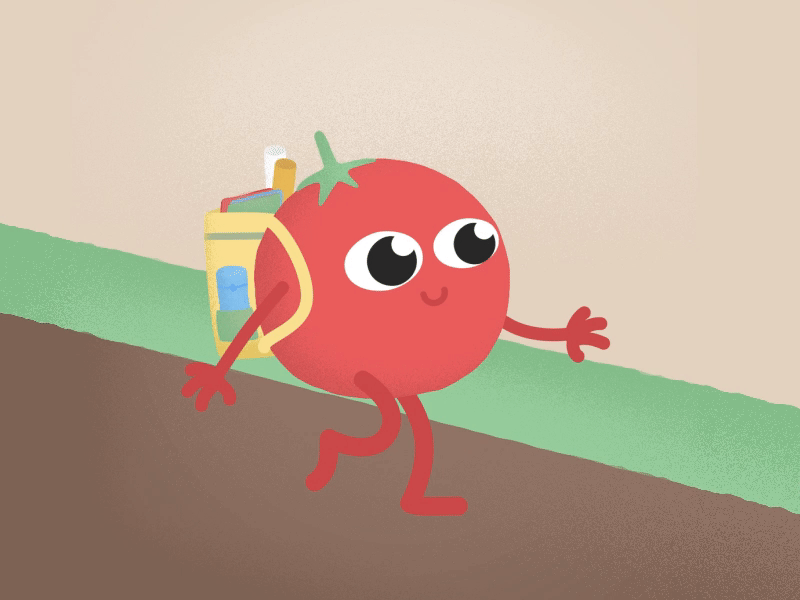Tomato to school 🍅🎒 animation character graphic design illustration kawaii motion graphics motiongraphics personaje rigging sabrizeta school tomate tomato