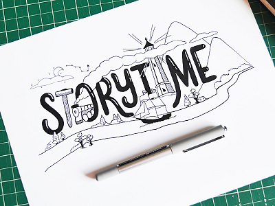 Storytime handdrawn handlettering illustration lettering pen type typography