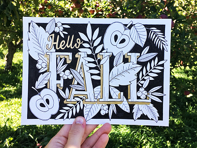 Hello Fall drawing handdrawn handlettering illustration lettering pen postcard type typography