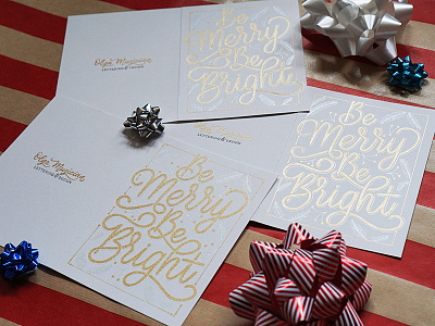 Hand-Drawn Holiday Cards drawing gold hand lettering handmade illustration lettering pen type typography