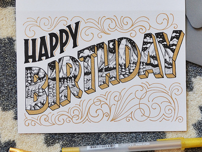 Birthday Card card customtype design drawing greetingcard hand lettering handdrawn handlettering handmade illustration lettering pen type typography