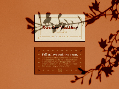 Fall Candle Card autumn branding business card candle candle card candle packaging ceramic fall colors halloween leaves orange packaging design pottery print print design print designer scents sweater weather typography