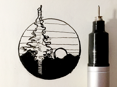 Logo Sketch california graphic illustration ink logo mock pen redwood sketch tree