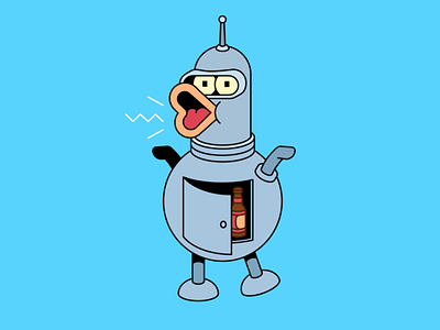 Bender style stylization cartoon character character design design futurama illustration inflate vector