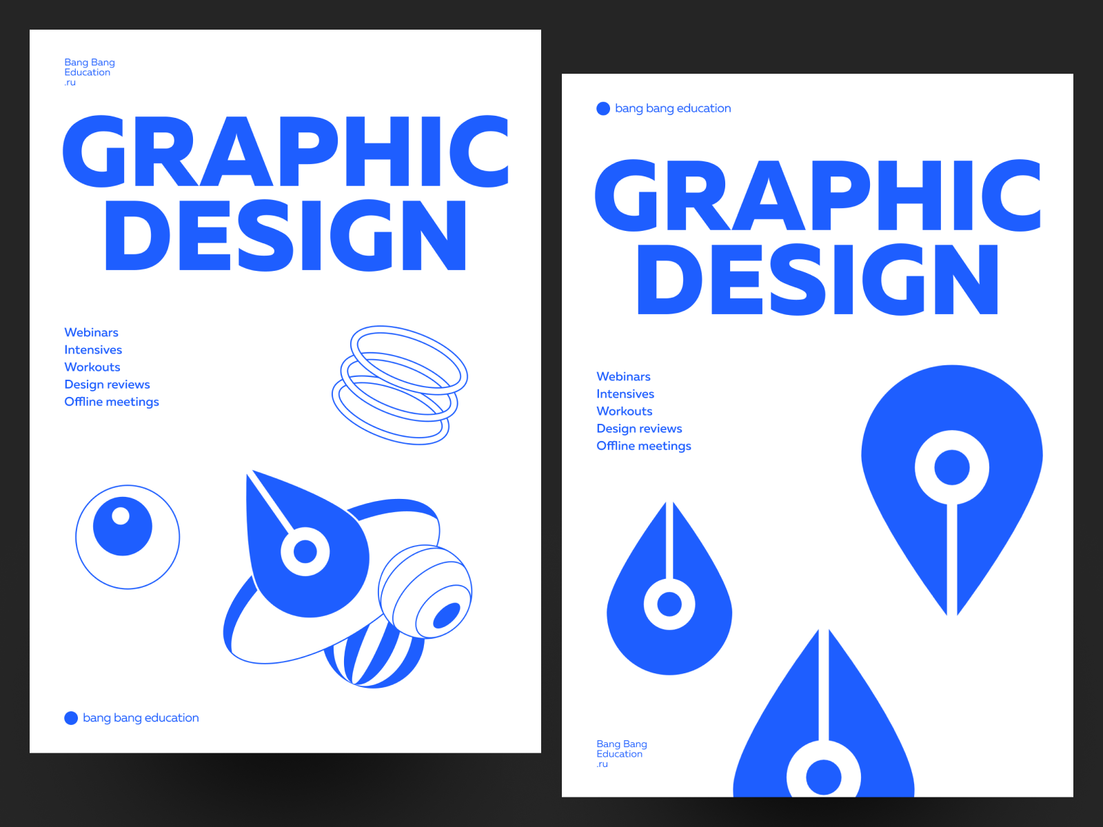 Graphic Design education banners - Flat illustrations bang bang education banners design blue color creative poster education illustrations flat illustrations graphic design graphic illustrations graphic poster illustration online course pen perfect colors perfect pixel poster poster illustrations ui vector illustration web workouts