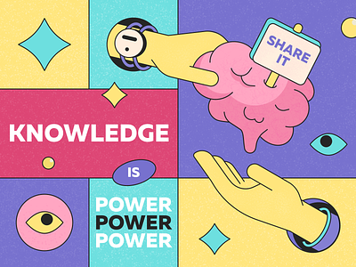 Knowledge is power | Illustration for the Thinkific affinitydesigner brain bright colors colors combinations creative illustration digital illustration education illustrations graphic design illustration knowledge perfect colors perfect pixel texture texture illustration trend illustrations vector illustration yellow