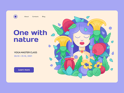 Nature illustration | Illustration for yoga berry bright colors chill flowers girl yoga illustration illustration texture leaves nature illustration noise texture perfect colors perfect pixel plants relax ui illustration vector illustration web web design web illustration yoga illustration