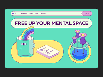 Free up your mental space | Web illustration clean clean colors digital illustration happiness illustration main page design meditations mental health mental space mind minimal web perfect colors psychology psychotherapy stress ui vector illustration web web design web illustration