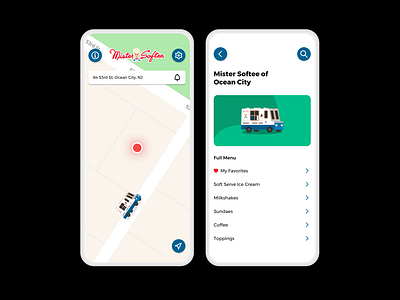 Mister Softee's First Mobile App clean flat design friendly ice cream illustration ios mister softee mobile ux modern summer uber ui design uxdesign