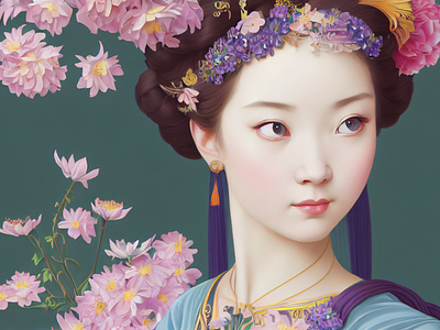 a Tang Dynasty girl ai graphic design midjourney