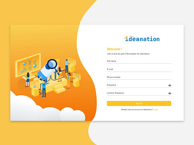 Sign Up Screen for Ideanation Web Version