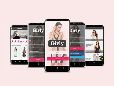 Girly Apps UI Design Mobile Comerce app clean design e commerce interaction mobile mobile e commerce mockup ui ux