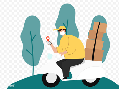 Essential industry during COVID-19 | Stay Home & Get Delivery branding coronavirus covid 19 covid19 delivery delivery app delivery service design digital art free freebie graphic illustration parcel png post man post office postage vector