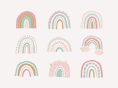 Rainbow Doodle Pack  Cute Pastel Stickers in PNG, PSD & Vector by