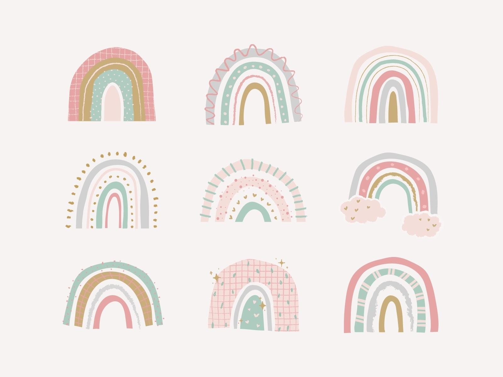 Rainbow Doodle Pack | Cute Pastel Stickers in PNG, PSD & Vector by ...