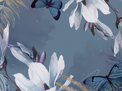 Flowers & Butterflies with Elegant Gold | Aesthetic Background