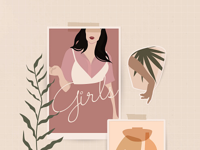 Feminine Aesthetic Illustration Mood Board | Line Art