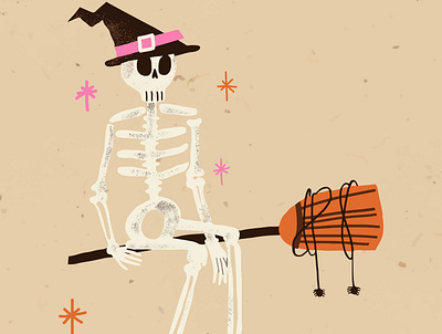 Skeleton Witch Graphic | Cute Halloween Character autumn cartoon cute design digital art flat ghost graphic graphic design halloween happy halloween illustration october psd skeleton skull spooky trick or treat vector witch