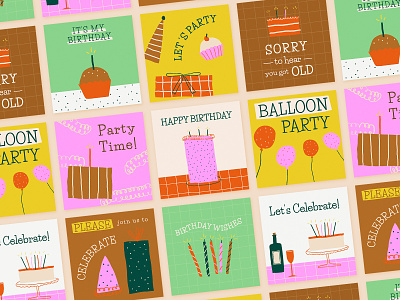 Happy Birthday Card Templates | Cute IG Post in Doodle Style