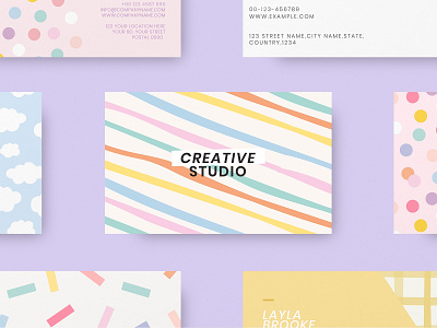 Pastel Business Card Mockup | PSD Cute Pattern
