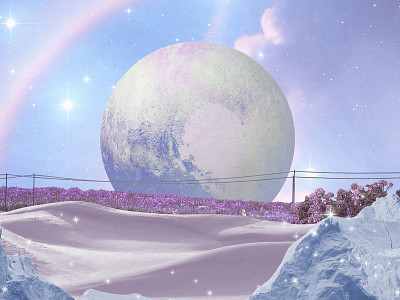 Surreal Moon Collage Remix | Escapism Digital Art Background