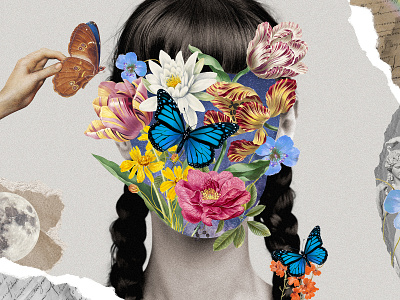 Magical Realism Mental Health Collage | Vintage Flower Remix