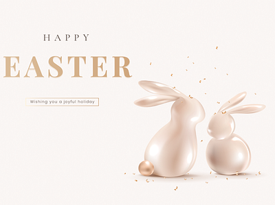 Happy Easter | Poppin' 3D Bunny 3 dimension 3d 3d model 3d style aesthetic background aesthetic wallpaper april bunny design digital art easter graphic design happy easter luxurious photoshop rose gold social media spring banner template unique