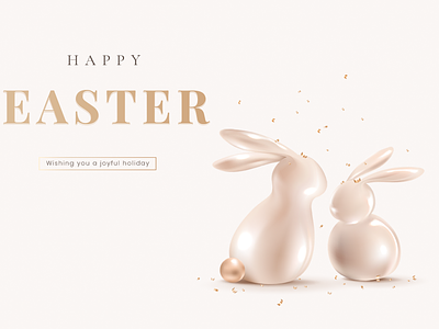 Happy Easter | Poppin' 3D Bunny 3 dimension 3d 3d model 3d style aesthetic background aesthetic wallpaper april bunny design digital art easter graphic design happy easter luxurious photoshop rose gold social media spring banner template unique