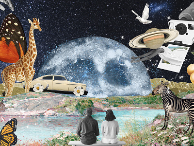 It's a Beautiful World | Imaginative Escapism Collage Art