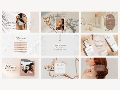 Cosmetic Brand Marketing | Beauty Web Banner Template advertisement aesthetic beauty blogger beige blog banner branding graphic design illustration marketing presentation template print psd template skincare routine social media template wallpaper web banner web banner template web design women