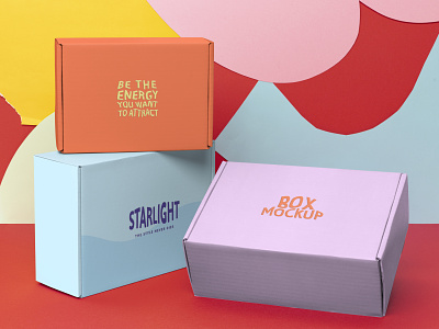 Product Packaging | Colorful PSD Box Mockups aesthetic bold color box mockup box packaging brand identity branding colorful design digital art editable graphic design mockup mockup psd packaging packaging design pop of color product mockup product packaging psd small business