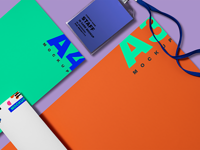Neon Office Stationery Mockups | Colorful Corporate Identity