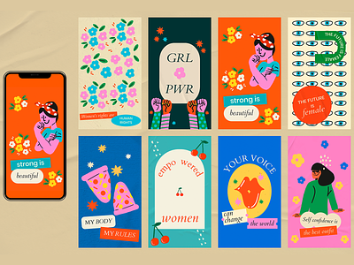 Girl Power Social Media Templates | Bold Colors & Retro Design
