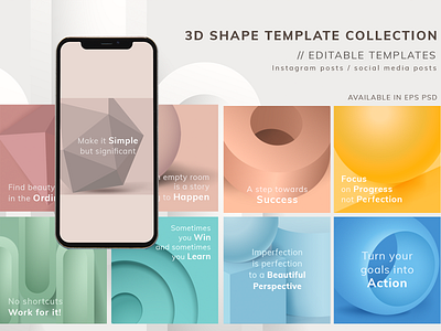 Abstract Geometric Post Template | Motivational Qoutes 3d shape abstract aesthetic background design digital art download editable graphic graphic design illustration inspirational mobile screen mockup photoshop psd qoutes social media post socialmedia template template vector