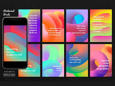 Gradient 3D Squiggle Digital Art | Abstract Pinterest Template 3d shape abstract banner template colorful digital art download editable gradient graphic design inspirational quote instagram post mobile screen mockup photoshop pinterest post psd quotation social media post social media template squiggle template