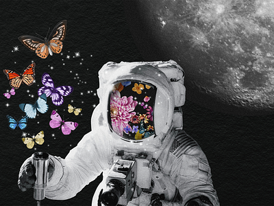 Surreal Outer Space Experience | Mixed Media Digital Art aesthetic astronaut astronomy butterfly collage design digital art element graphic design illustration imaginative magical realism mixed media moon png psd ripped paper surreal vector vintage