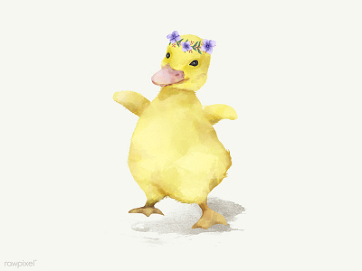 Free | Adorable Duck Illustration adorable animal cute duck flower free illustration painting pet vector watercolor
